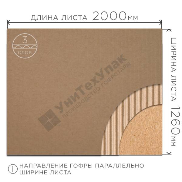 Листовой гофрокартон 2000*1260 мм